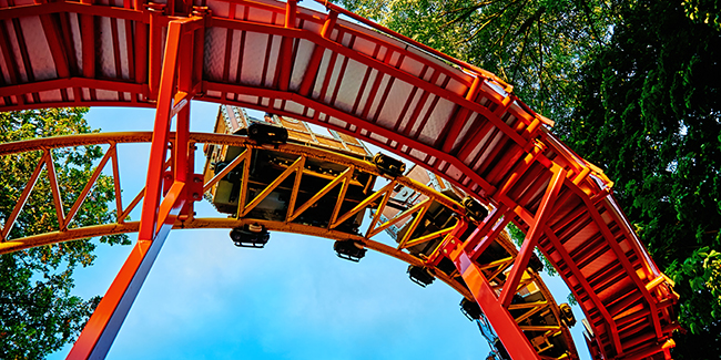 Part of looping roller coaster on summer day